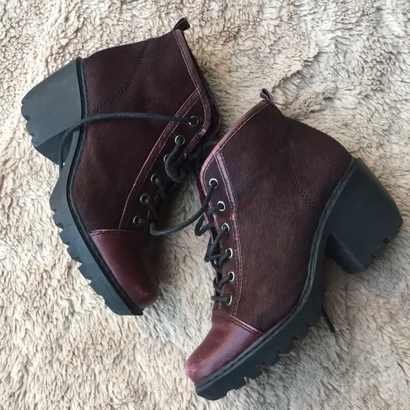 Opening Ceremony Burgundy Lace Up Boots - Picture 2 of 10
